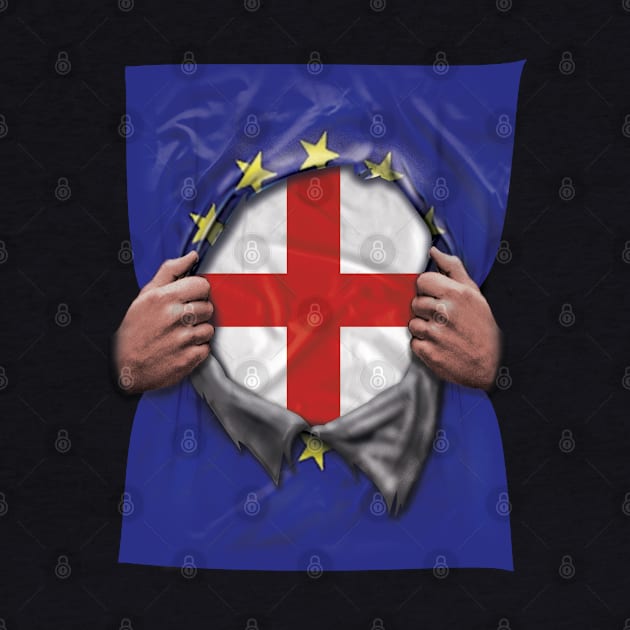 England Flag European Union Flag Ripped Open - Gift for European Union From England by Country Flags